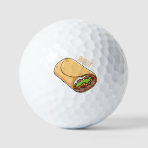 Burrito cartoon illustration golf balls