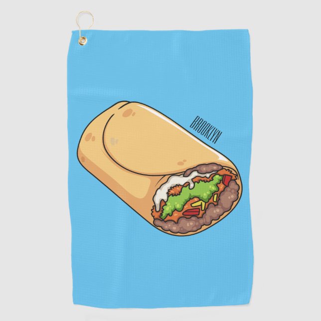 Burrito cartoon illustration  golf towel (Front)