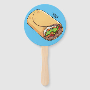 Burrito cartoon illustration hand fan