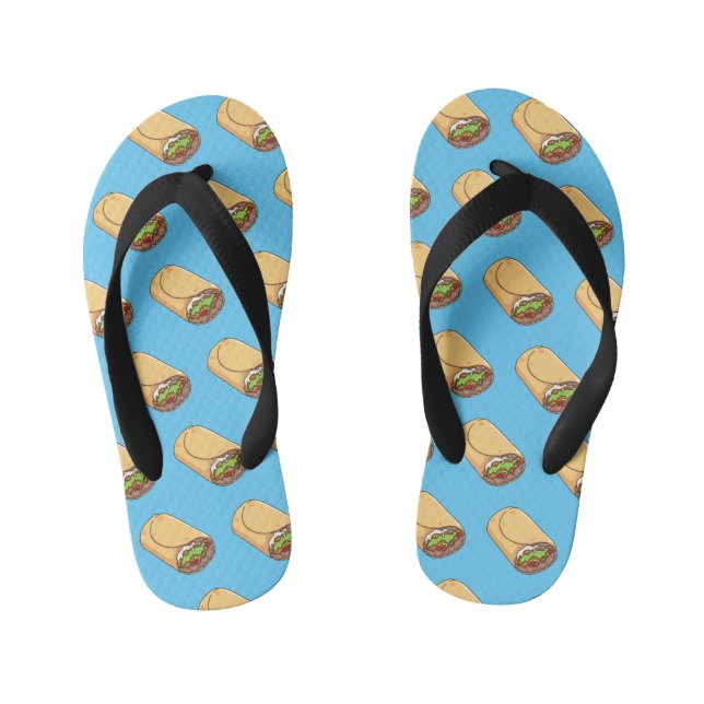 Burrito cartoon illustration kid's thongs (Footbed)