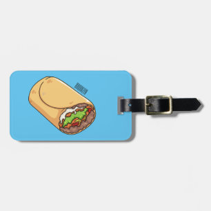 Burrito cartoon illustration luggage tag
