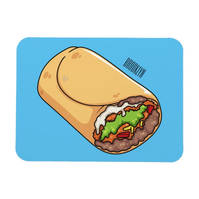 Burrito cartoon illustration magnet (Horizontal)