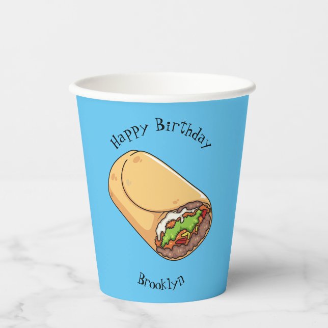 Burrito cartoon illustration paper cups (Front)