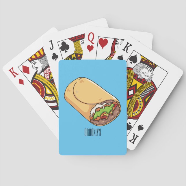 Burrito cartoon illustration playing cards (Back)