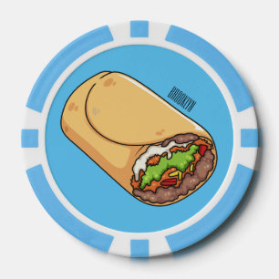 Burrito cartoon illustration  poker chips