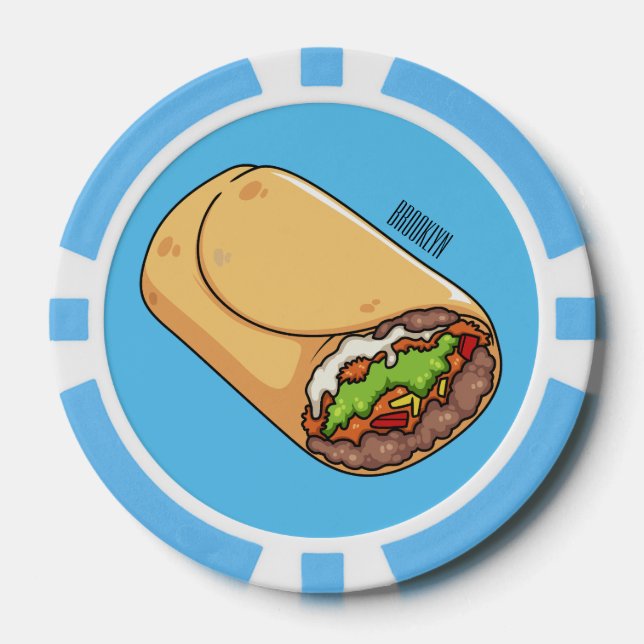 Burrito cartoon illustration  poker chips (Front)