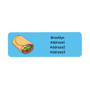 Burrito cartoon illustration return address label