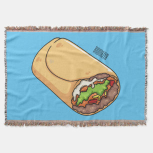 Burrito cartoon illustration  throw blanket