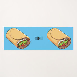 Burrito cartoon illustration yoga mat