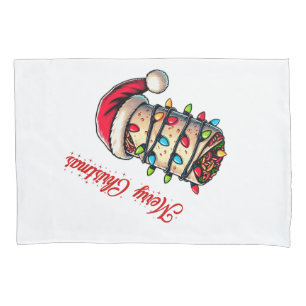 Burritos Mexican Food Christmas Hat Xmas Pillowcase