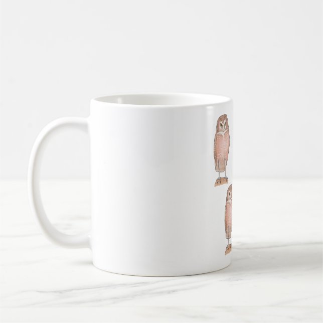 Burrowing Owl bird art pattern Coffee Mug (Left)