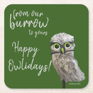 Burrowing Owl Coastal Art Cape Coral Florida Square Paper Coaster