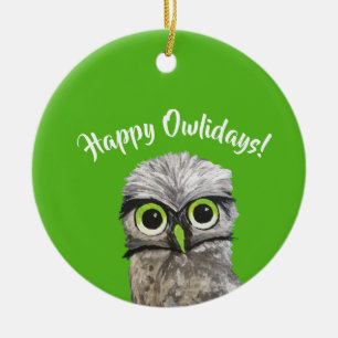 Burrowing Owl Holidays Ceramic Ornament