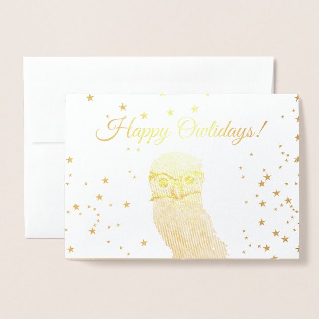 Burrowing Owl Holidays Foil Card (Front With Envelope)