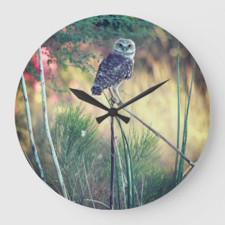 Burrowing Owl Perched Round Clock