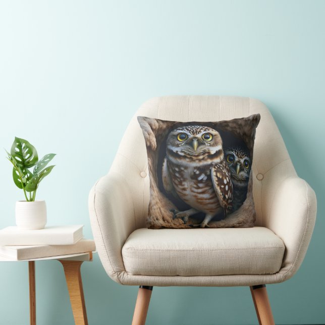Burrowing Owls In a Dirt Hole Cushion (Chair)