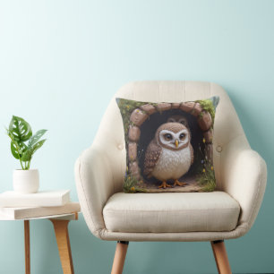 Burrowing Owls In a Stone Cave Cushion