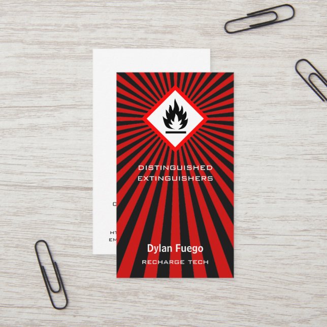 Burst Into Flames flammable symbol design Business Card (Front/Back In Situ)