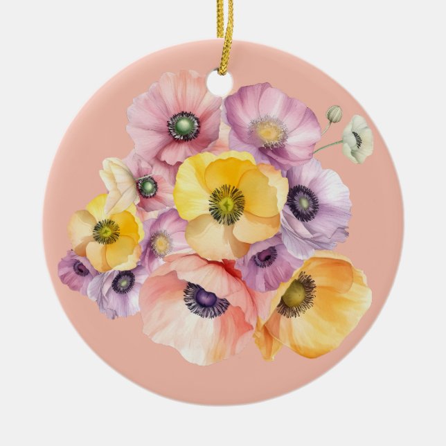 Burst of Anemones  Ceramic Ornament (Front)