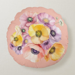 Burst of Anemones Round Cushion