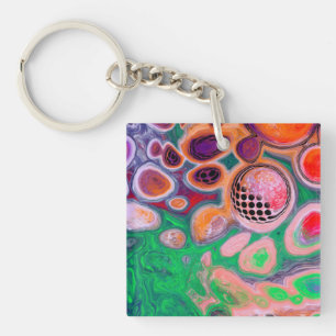 Burst of Colours Digital Fluid Art   Key Ring