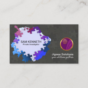 Burst of Jigsaw Puzzle Light Private Investigator Business Card