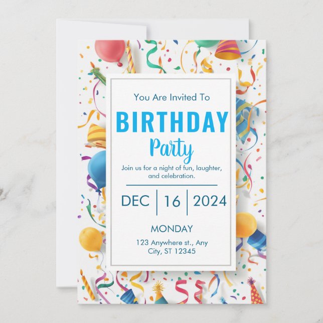 Burst of Joy Birthday Invitation (Front)