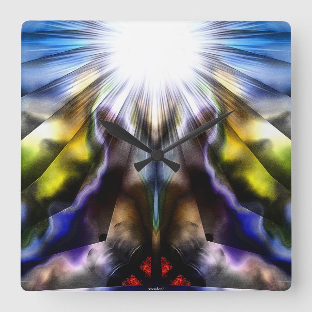 Burst Of Light Square Wall Clock (Front)