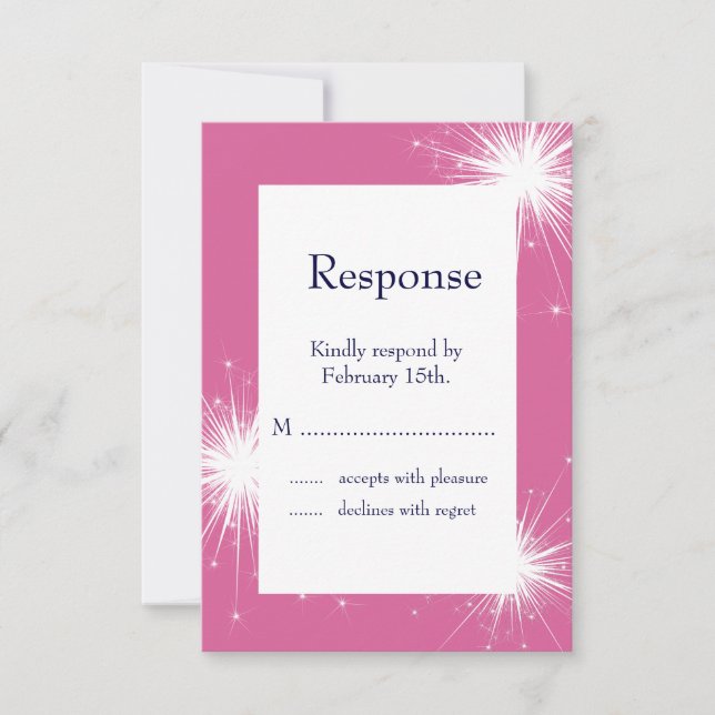 Burst of Sparkles RSVP (fuchsia) Card (Front)