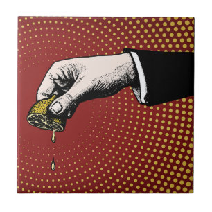 Burst of Zesty Vibes - Hand Squeezing Lemon Ceramic Tile