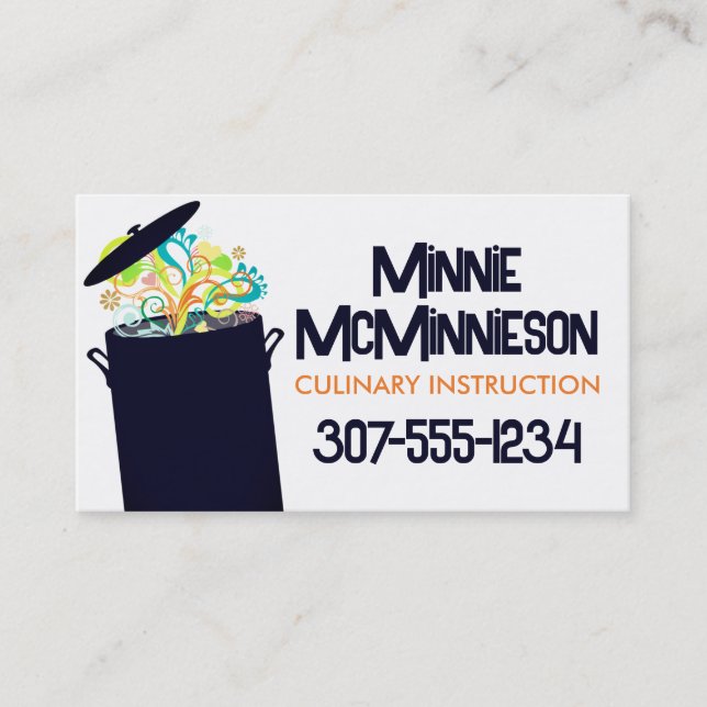 Bursting aromas cooking pot chef business cards (Front)