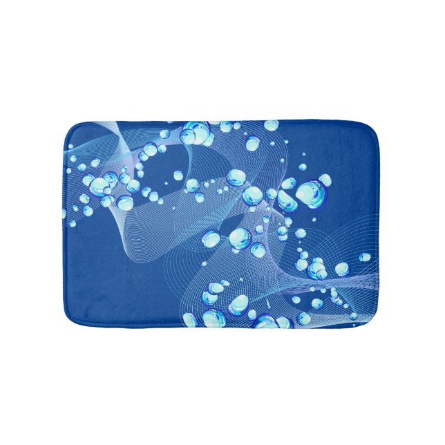 Bursting Blue Bubbles Bath Mat (Front)