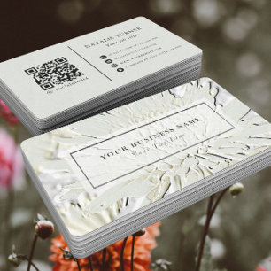 ©Bursting Joy/ Embossed-Like Floral Design Business Card