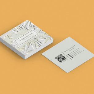 ©Bursting Joy/ Embossed-Like Floral Design Square Business Card