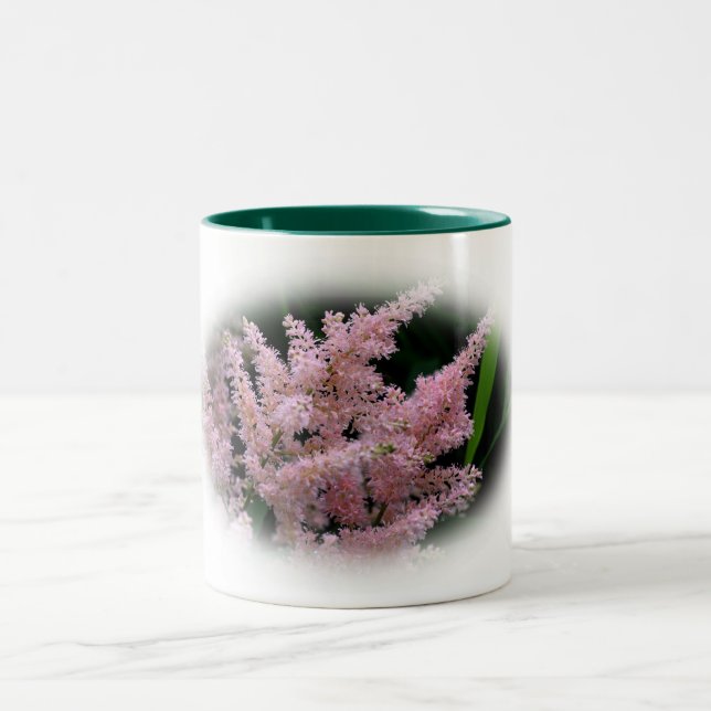 Bursting Pink Flower Personalised Two-Tone Coffee Mug (Center)