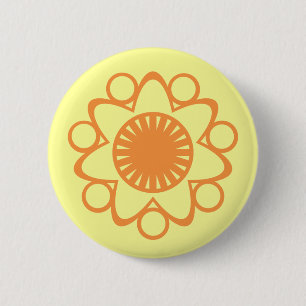 Bursting with Life Flower Button, Orange 6 Cm Round Badge