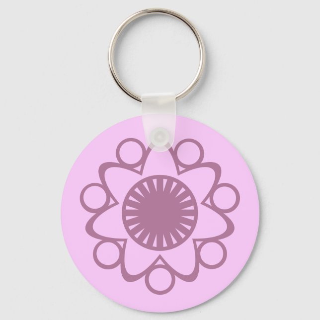 Bursting with Life Flower Keychain, Lavender Key Ring (Front)