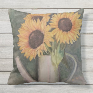 BURSTING YELLOW SUNFLOWERS PATIO CUSHION
