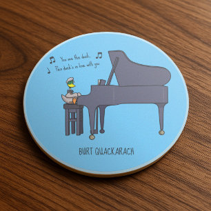 Burt Quackarach Duck Funny Piano Player Artwork Coaster