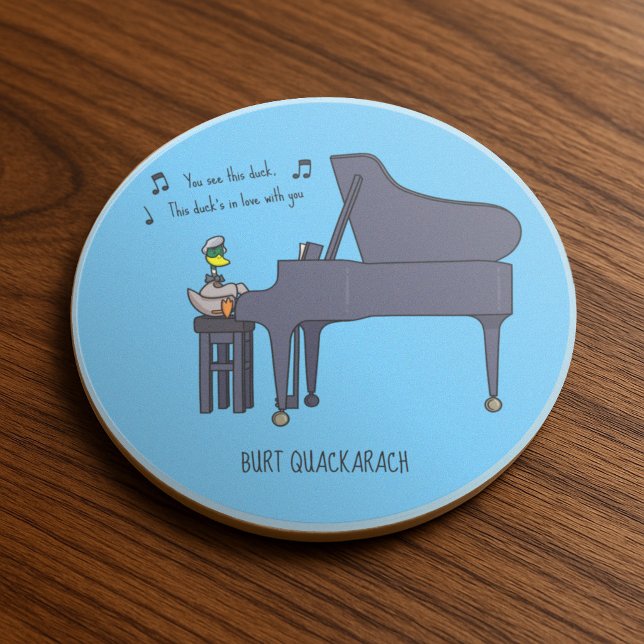 Burt Quackarach Duck Funny Piano Player Artwork Coaster (Creator Uploaded)