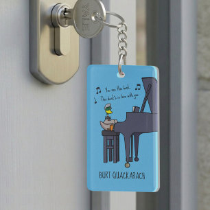 Burt Quackarach Duck Funny Piano Player Artwork Key Ring