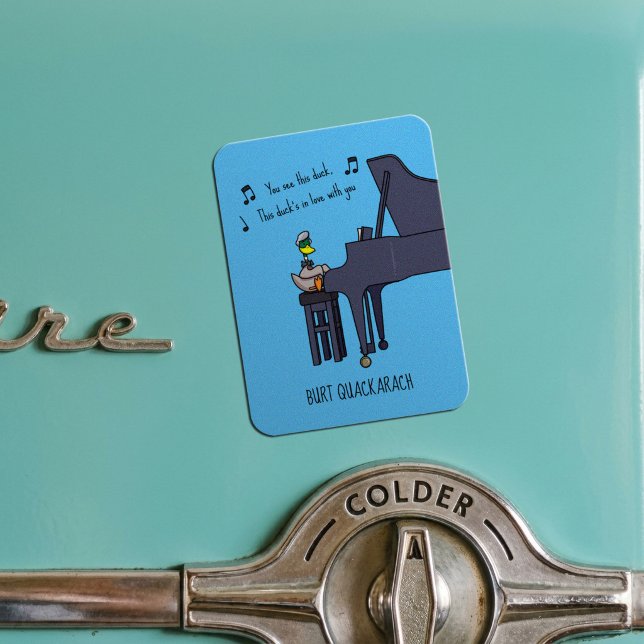 Burt Quackarach Duck Funny Piano Player Artwork Magnet (Creator Uploaded)