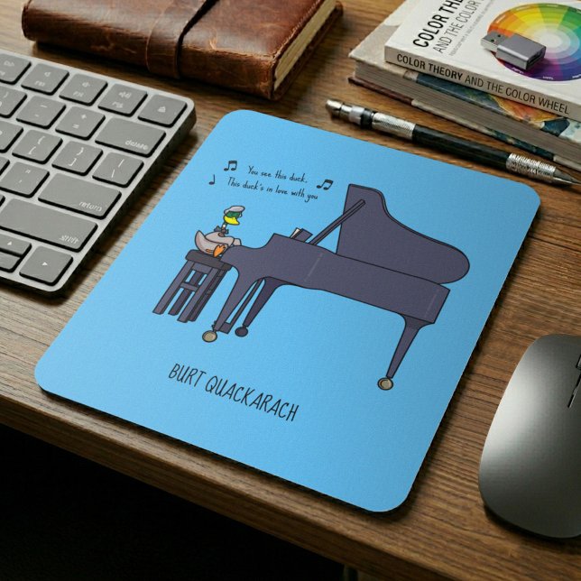 Burt Quackarach Duck Funny Piano Player Artwork Mouse Pad (Creator Uploaded)