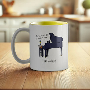 Burt Quackarach Duck Funny Piano Player Artwork Two-Tone Coffee Mug