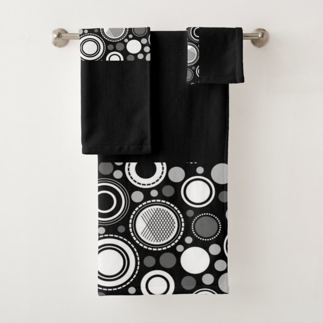 Burton Family Collection Black Grey White  Bath Towel Set (Insitu)