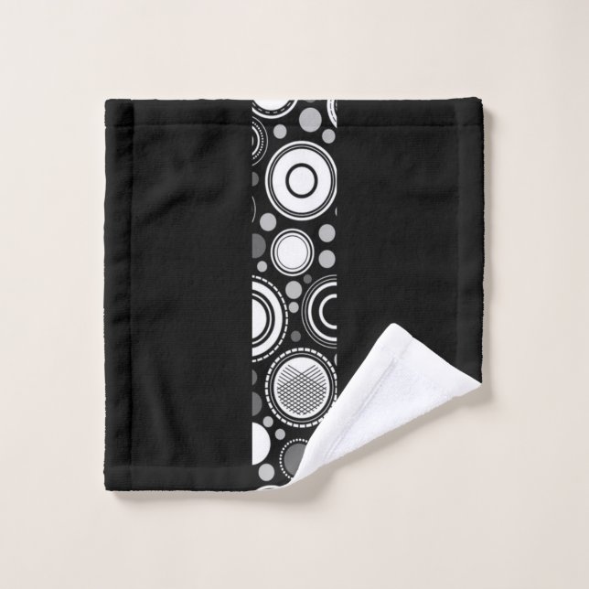 Burton Family Collection Black Grey White  Bath Towel Set (Wash Cloth)