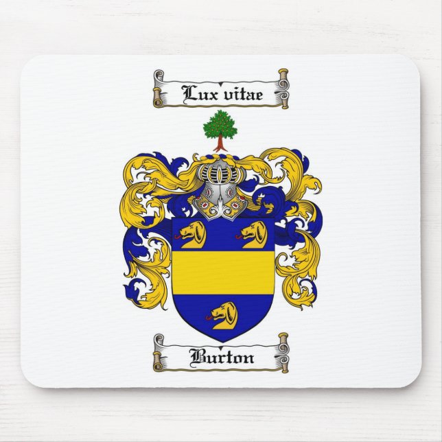 BURTON FAMILY CREST -  BURTON COAT OF ARMS MOUSE PAD (Front)