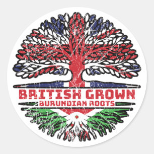 Burundi Burundian British UK Tree Roots Flag Classic Round Sticker
