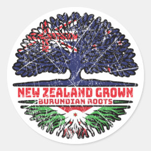 Burundi Burundian New Zealander New Zealand Tree Classic Round Sticker