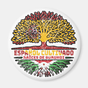 Burundi Burundian Spanish Spain Tree Roots Flag Magnet